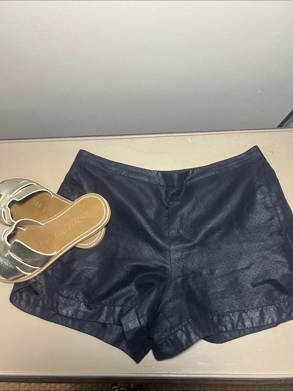 Zara Black High-Waist Faux Leather Shorts